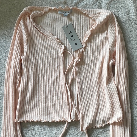 Gaze Light Pink Tie Sweater - Picture 1 of 2